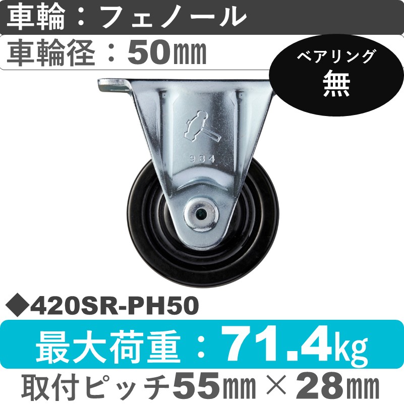 420SR-PH50 ハンマーキャスター  固定金具 フェノール車50㎜