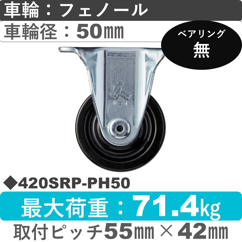 420SRP-PH50 ハンマーキャスター  固定金具 フェノール車50㎜