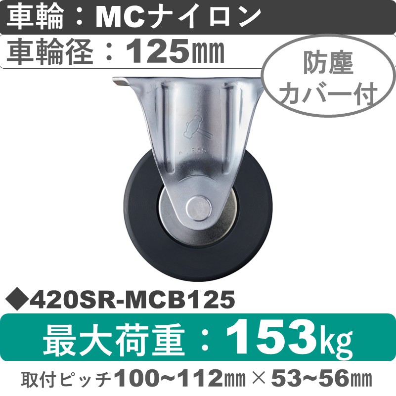 420SR-MCB125 ハンマーキャスター  固定金具 MCナイロン(B入)車125㎜
