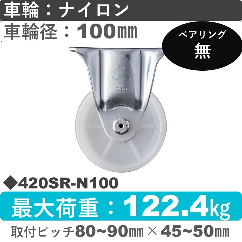 420SR-N100 ハンマーキャスター  固定金具 ナイロン車100㎜