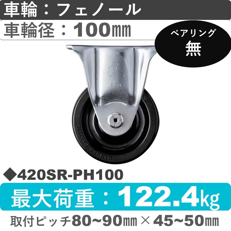 420SR-PH100 ハンマーキャスター  固定金具 フェノール車100㎜
