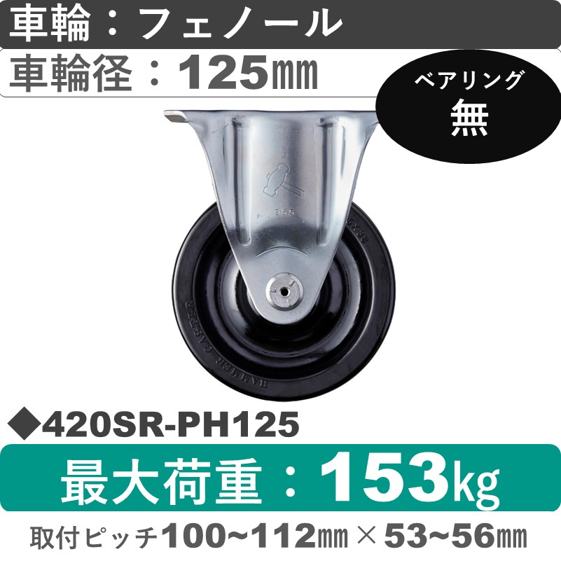 420SR-PH125 ハンマーキャスター  固定金具 フェノール車125㎜