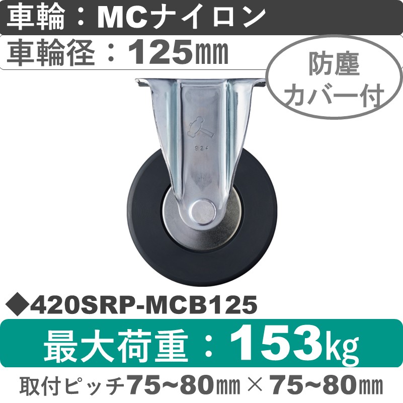 420SRP-MCB125 ハンマーキャスター  固定金具 MCナイロン(B入)車125㎜