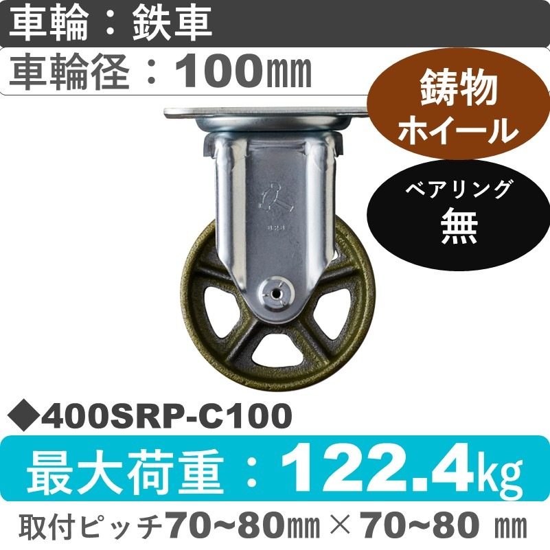 400SRP-C100 ハンマーキャスター  固定金具 イモノ車100㎜