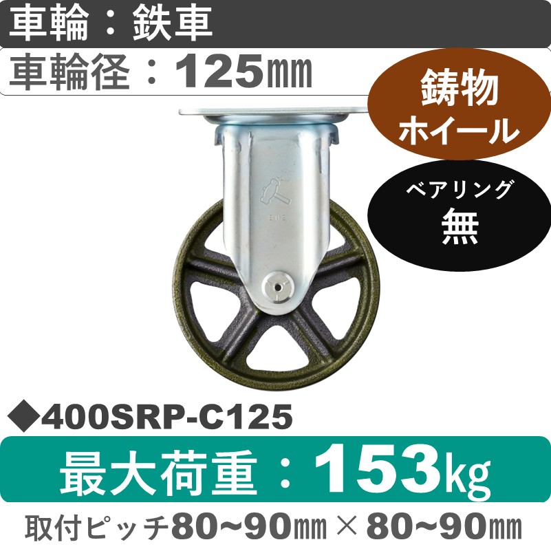 400SRP-C125 ハンマーキャスター  固定金具 イモノ車125㎜