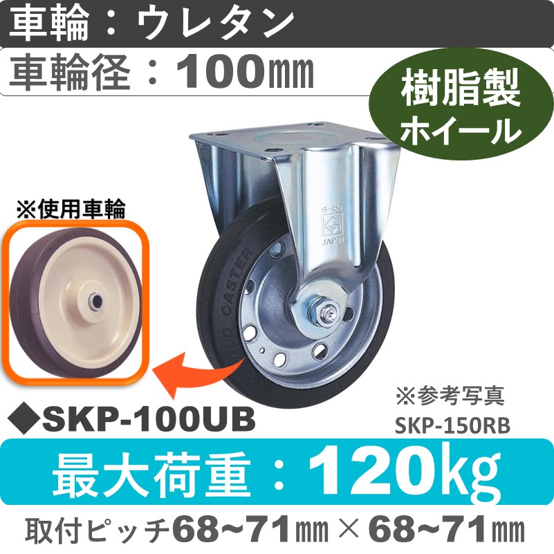 SKP-100 UB ゴールドキャスター 固定金具 ウレタン車輪100㎜