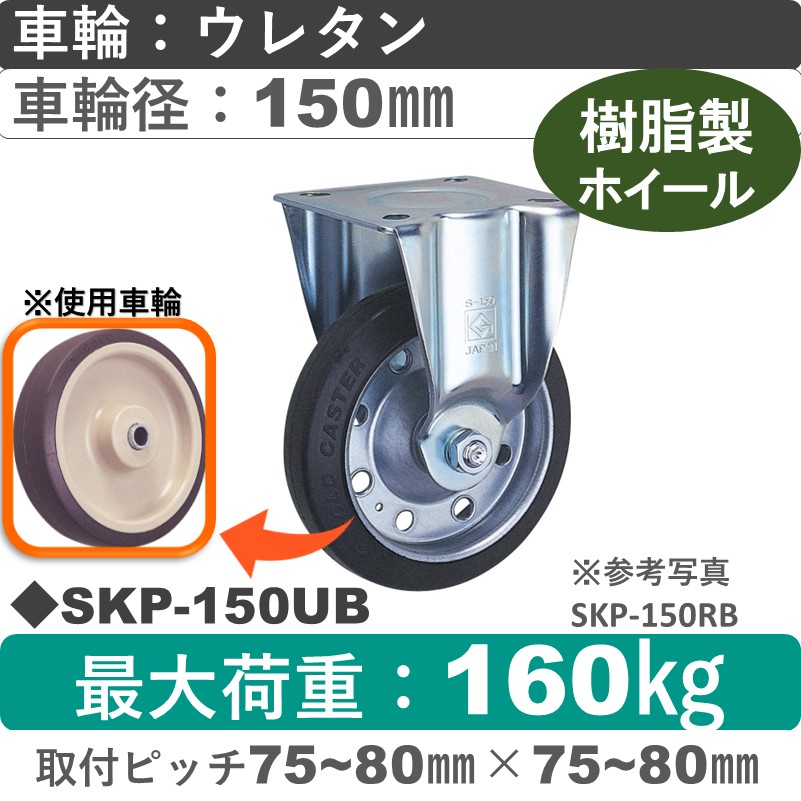 SKP-150 UB ゴールドキャスター 固定金具 ウレタン車輪150㎜