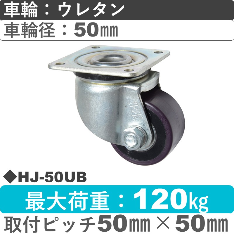 HJ-50 UB ゴールドキャスター 自在金具 ウレタン車輪50㎜
