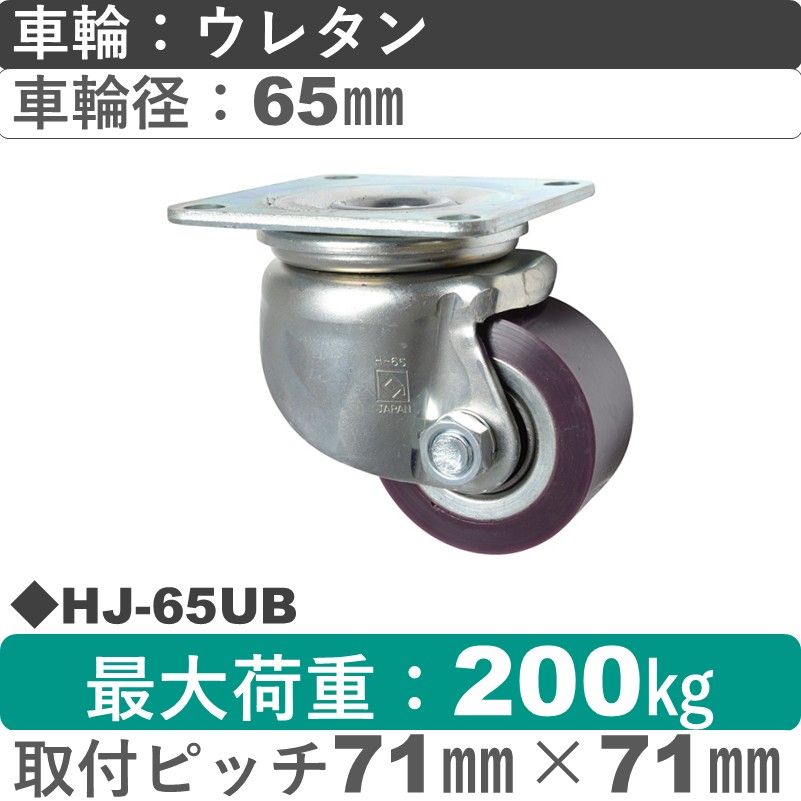 HJ-65 UB ゴールドキャスター 自在金具 ウレタン車輪65㎜