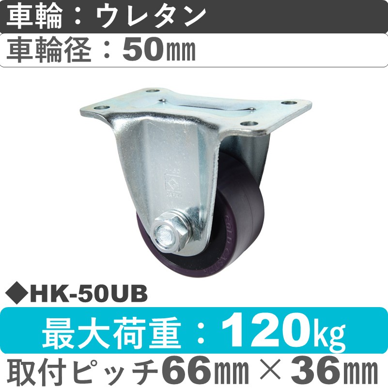 HK-50 UB ゴールドキャスター 固定金具 ウレタン車輪50㎜
