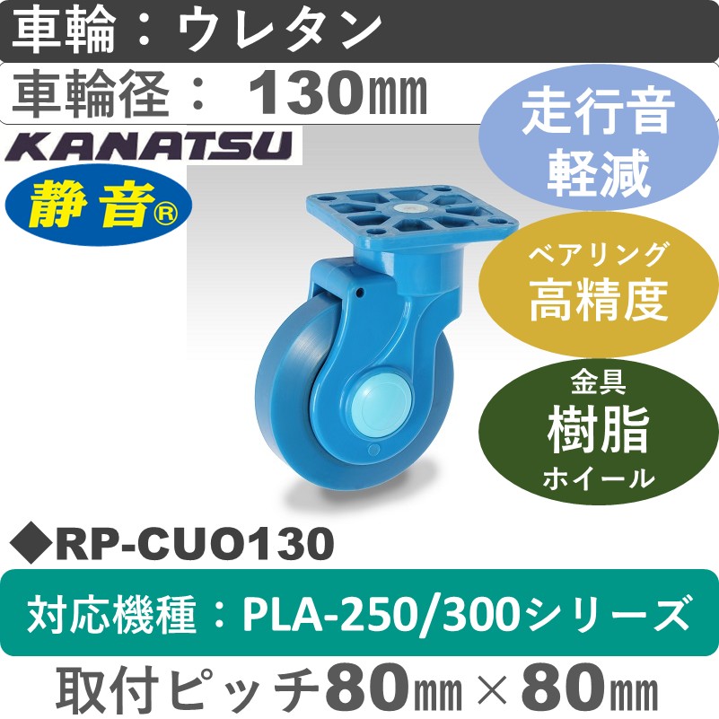 RP-CUO130 カナツー 静音 自在金具 ウレタン車輪130㎜