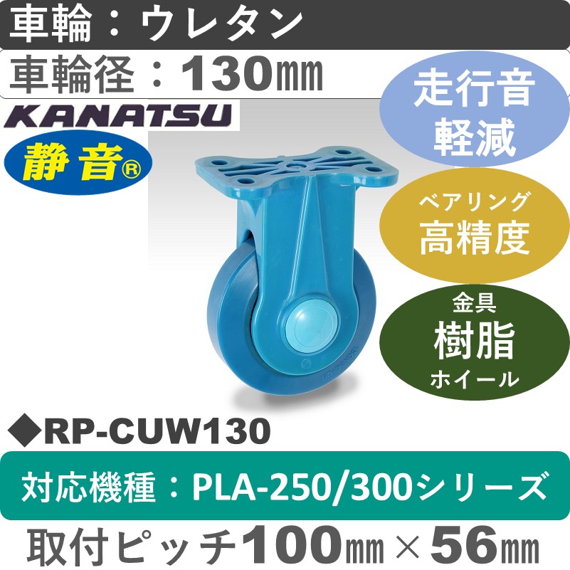 RP-CUW130 カナツー 静音 固定金具 ウレタン車輪130㎜