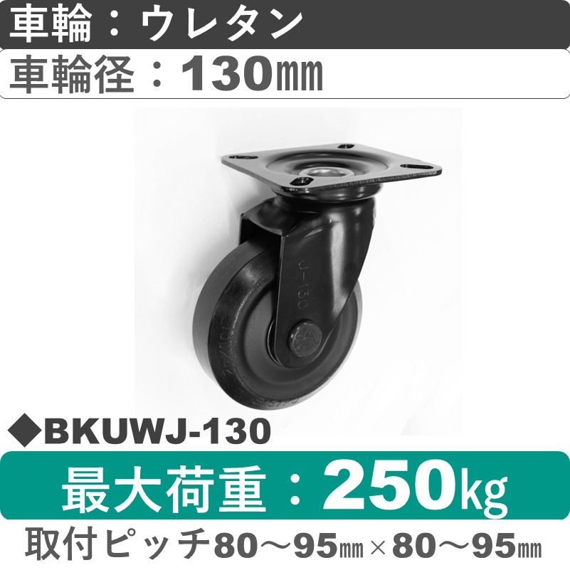 BKUWJ-130 シシクアドクライス BLACK Line自在金具 ウレタン車輪130㎜