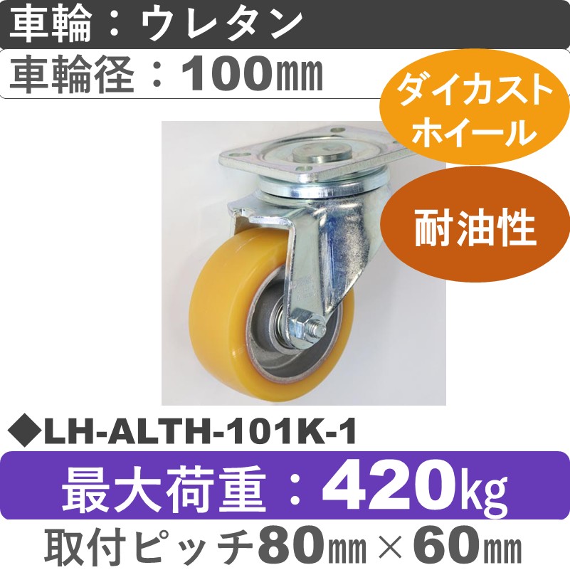 LH-ALTH-101K-1 Blickle/シシクアドクライス(株) 重荷重用自在金具 ウレタン車輪100㎜