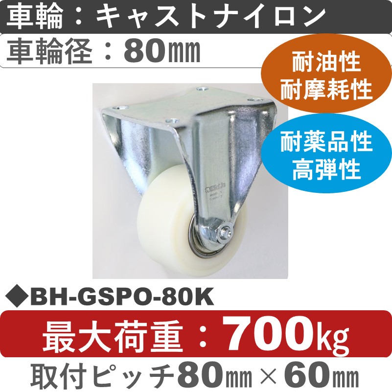 BH-GSPO-80K Blickle/シシクアドクライス(株) 低床重荷重用固定金具 キャストナイロン車輪80㎜