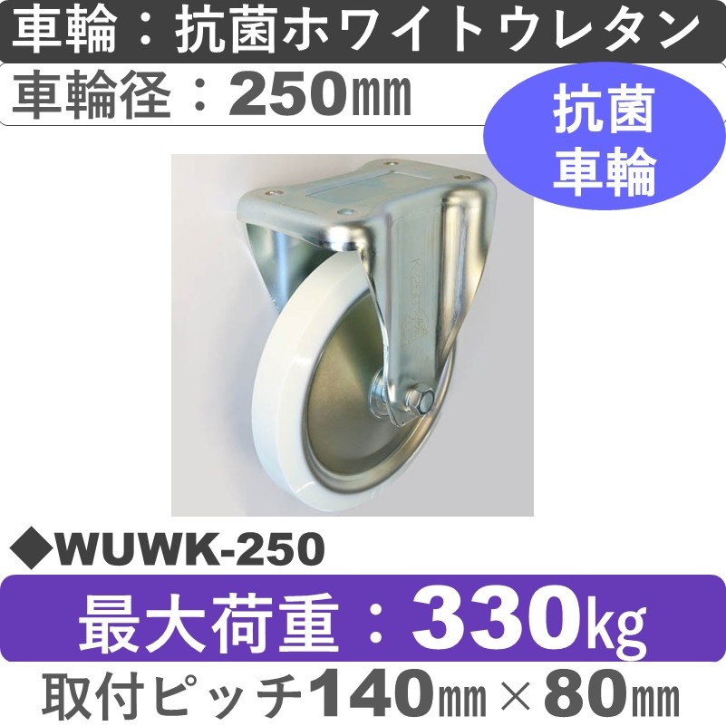 WUWK-250 シシクアドクライス 固定金具 抗菌ウレタン車輪250㎜