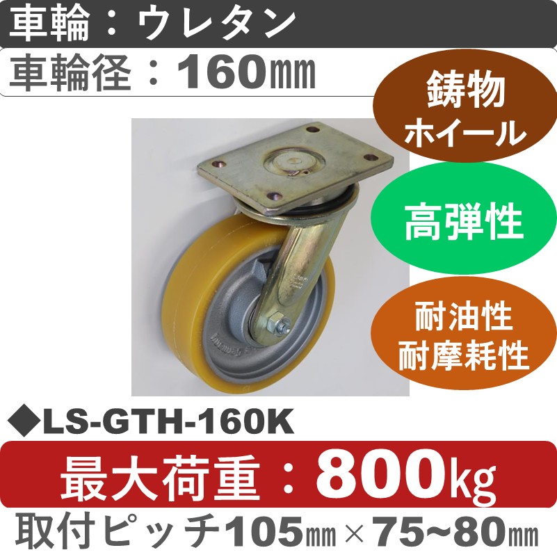 LS-GTH-160K Blickle/シシクアドクライス(株) 重荷重用自在金具 ウレタン車輪160㎜