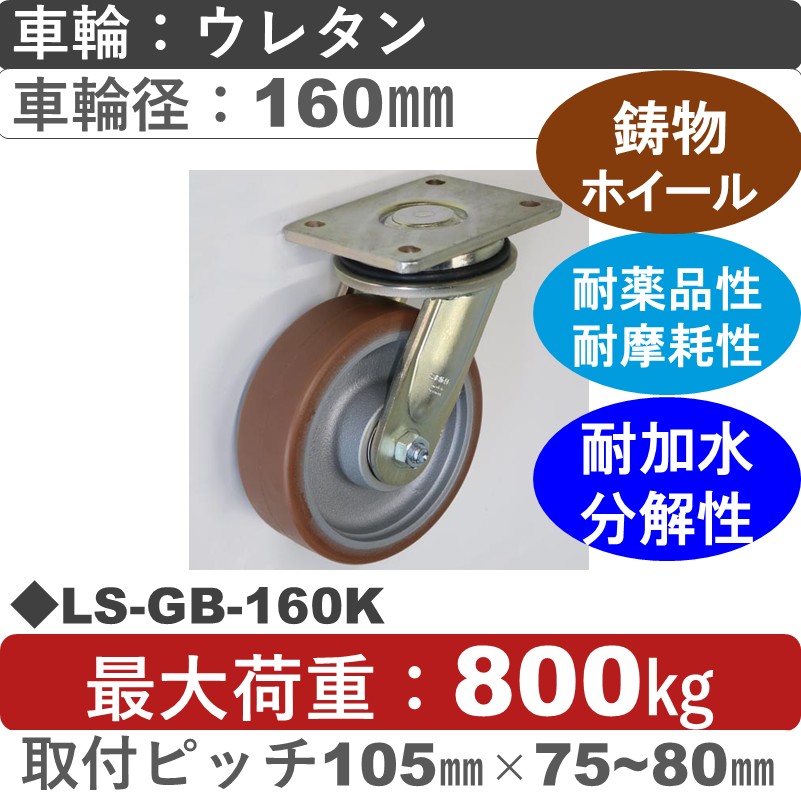 LS-GB-160K Blickle/シシクアドクライス(株) 重荷重用自在金具 ウレタン車輪160㎜