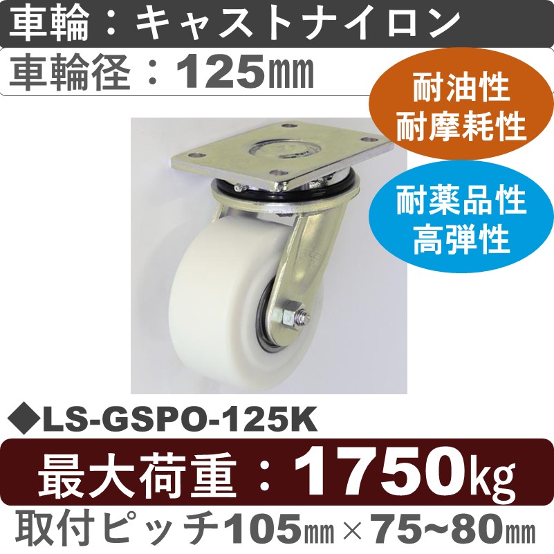 LS-GSPO-125K Blickle/シシクアドクライス(株) 超重荷重用自在金具 キャストナイロン車輪125㎜