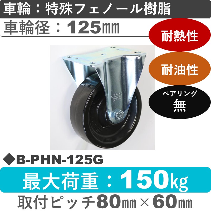 B-PHN-125G Blickle/シシクアドクライス(株) 固定金具 特殊フェノール樹脂車輪125㎜