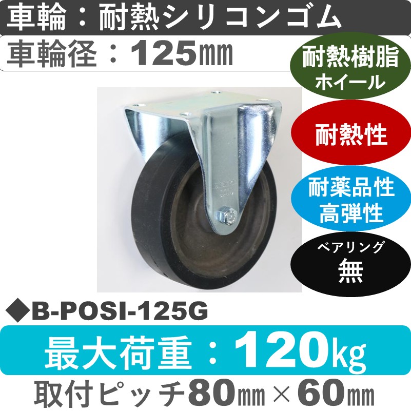B-POSI-125G Blickle/シシクアドクライス(株) 固定金具 耐熱シリコンゴム車輪125㎜