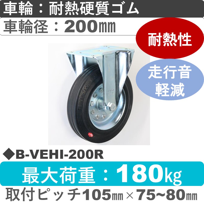B-VEHI-200R Blickle/シシクアドクライス(株) 固定金具 耐熱硬質ゴム車輪200㎜