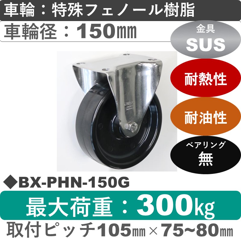 BX-PHN-150G Blickle/シシクアドクライス(株) ステンレス固定金具 特殊フェノール樹脂車輪150㎜