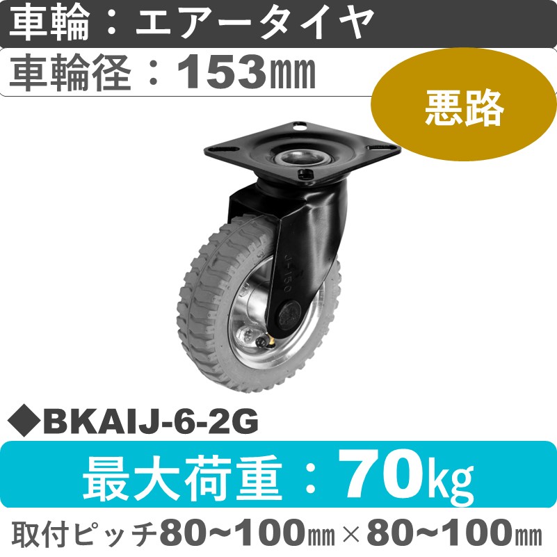 BKAIJ-6-2G シシクアドクライス BLACK Line自在金具 空気入りタイヤグレー車輪153㎜