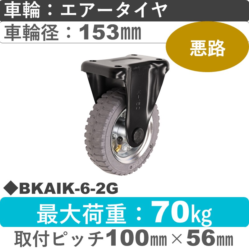 BKAIK-6-2G シシクアドクライス BLACK Line固定金具 空気入りタイヤグレー車輪153㎜