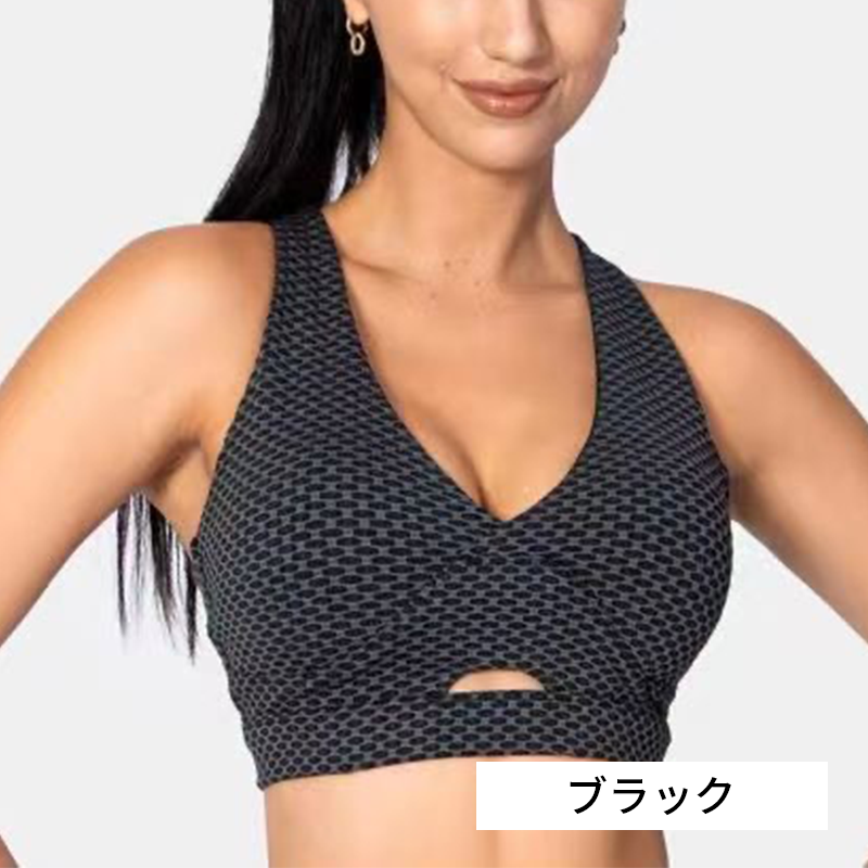 ブラトップ　Ｖネックバッククロス メッシュ柄