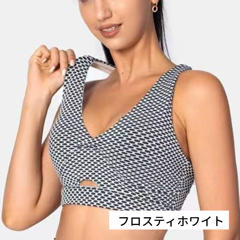 ブラトップ　Ｖネックバッククロス メッシュ柄