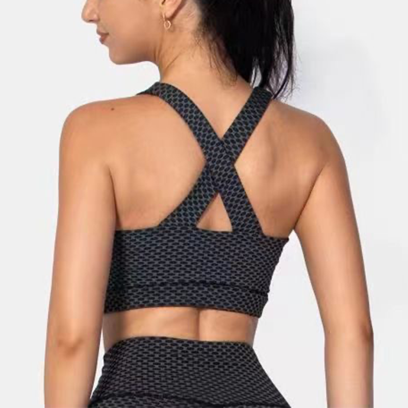 ブラトップ　Ｖネックバッククロス メッシュ柄