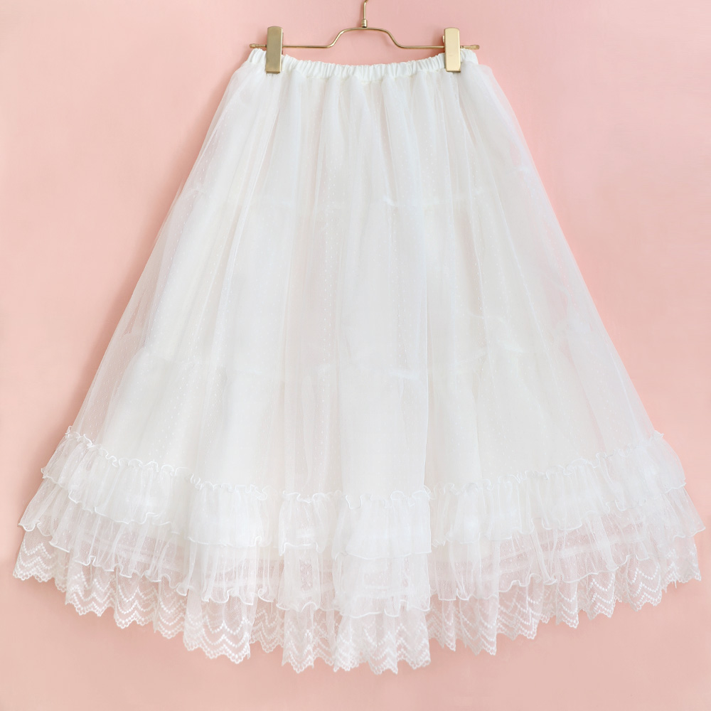 ɥåȥ塼󥰥ڥ (Dot tulle long lace petticoat)