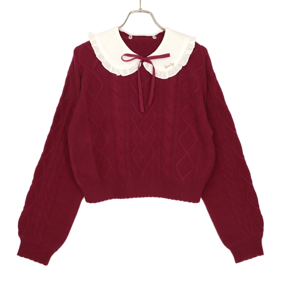 դ֥Ԥߥ˥å (cable knit sweater with collar)