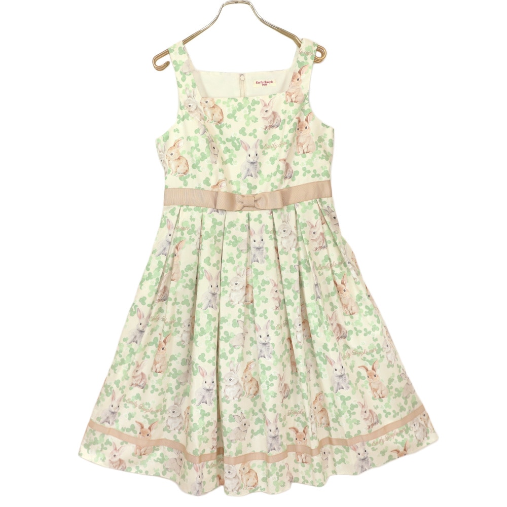 Emily Temple Cute Swallowtailワンピース うさぎクローバーノースリーブワンピース(Bunny clover
