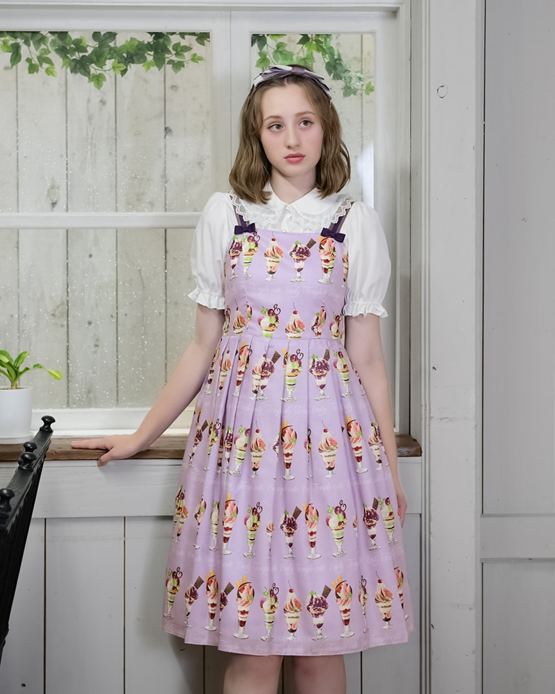Emily Temple Cute パフェ柄ワンピース クリーム Nocturne Parfaitキャミソールワンピース (Nocturne Parfait camisole