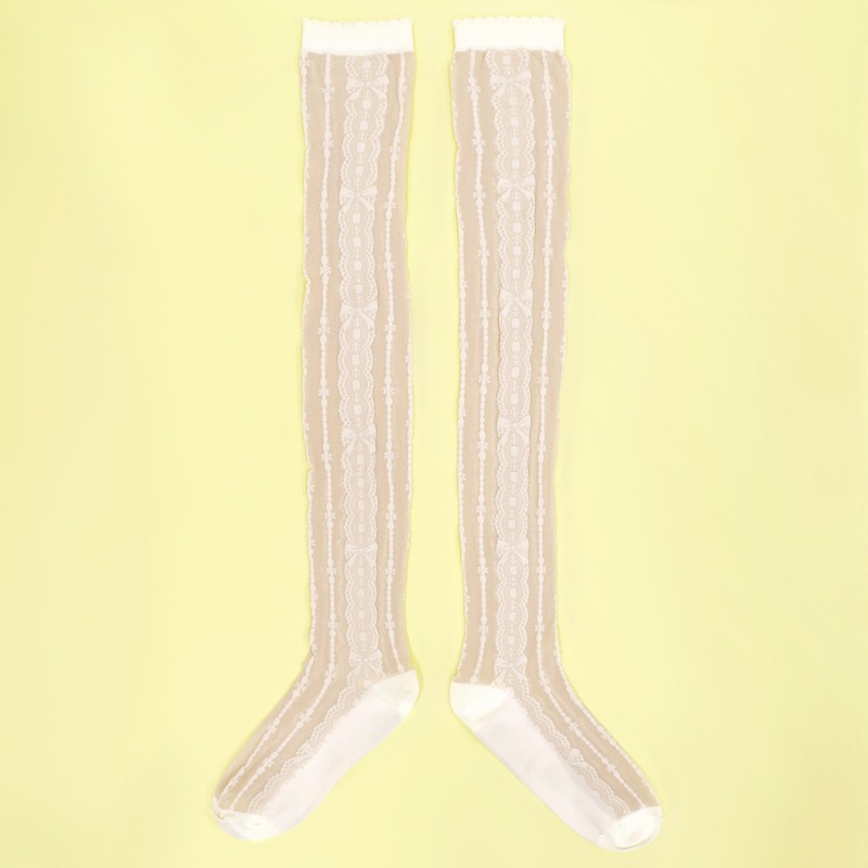 ȥ饤ץ졼ˡå (Stripe lace knee Socks)