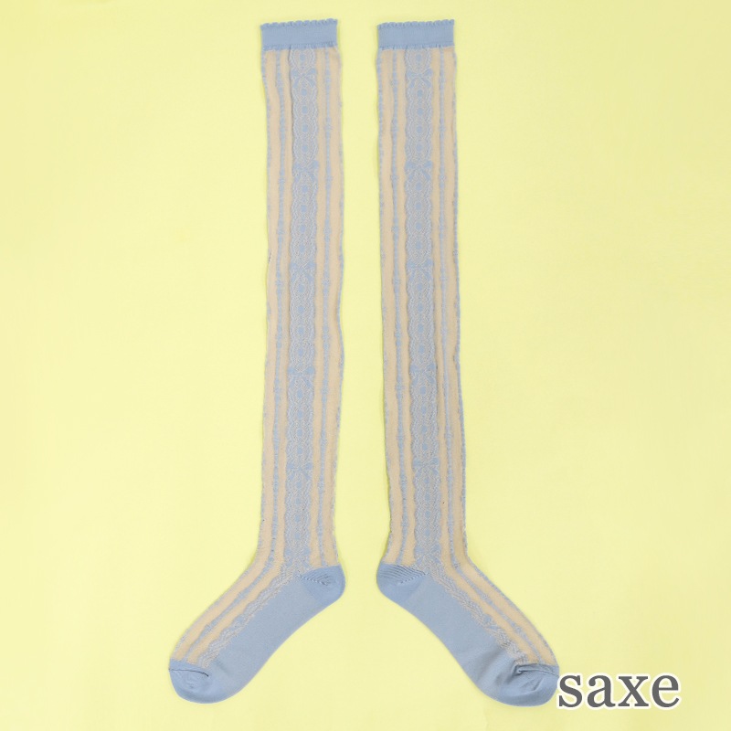 ȥ饤ץ졼ˡå (Stripe lace knee Socks)