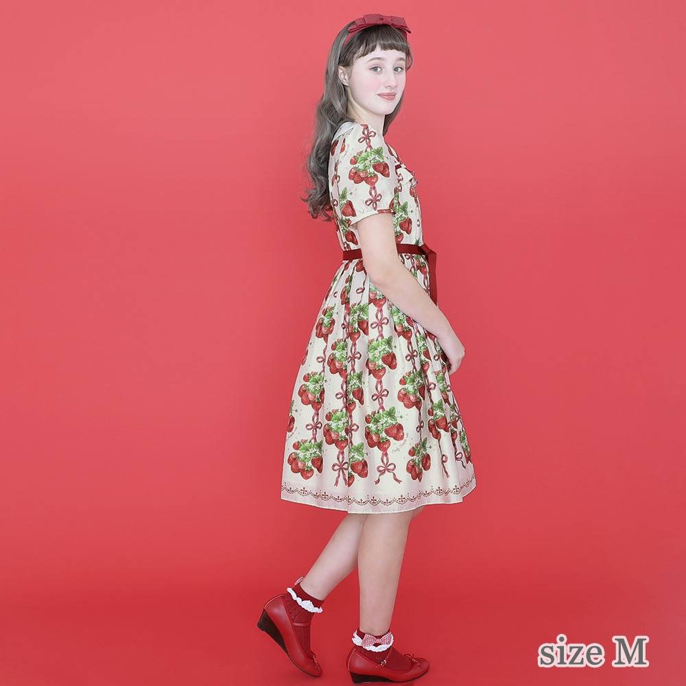 エミキュ Strawberry Ribbon treeハイウエストワンピース