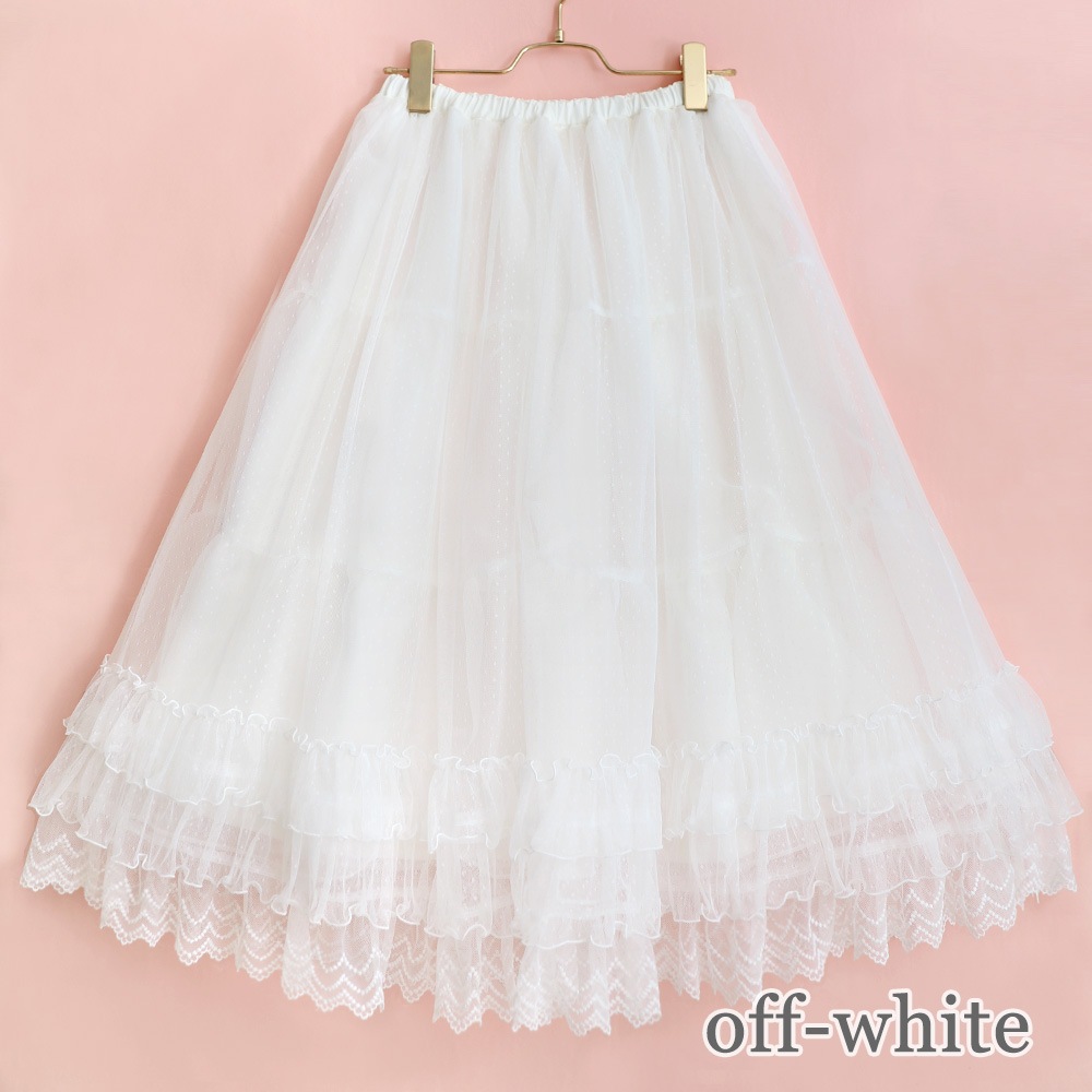 ɥåȥ塼󥰥ڥ (Dot tulle long lace petticoat)