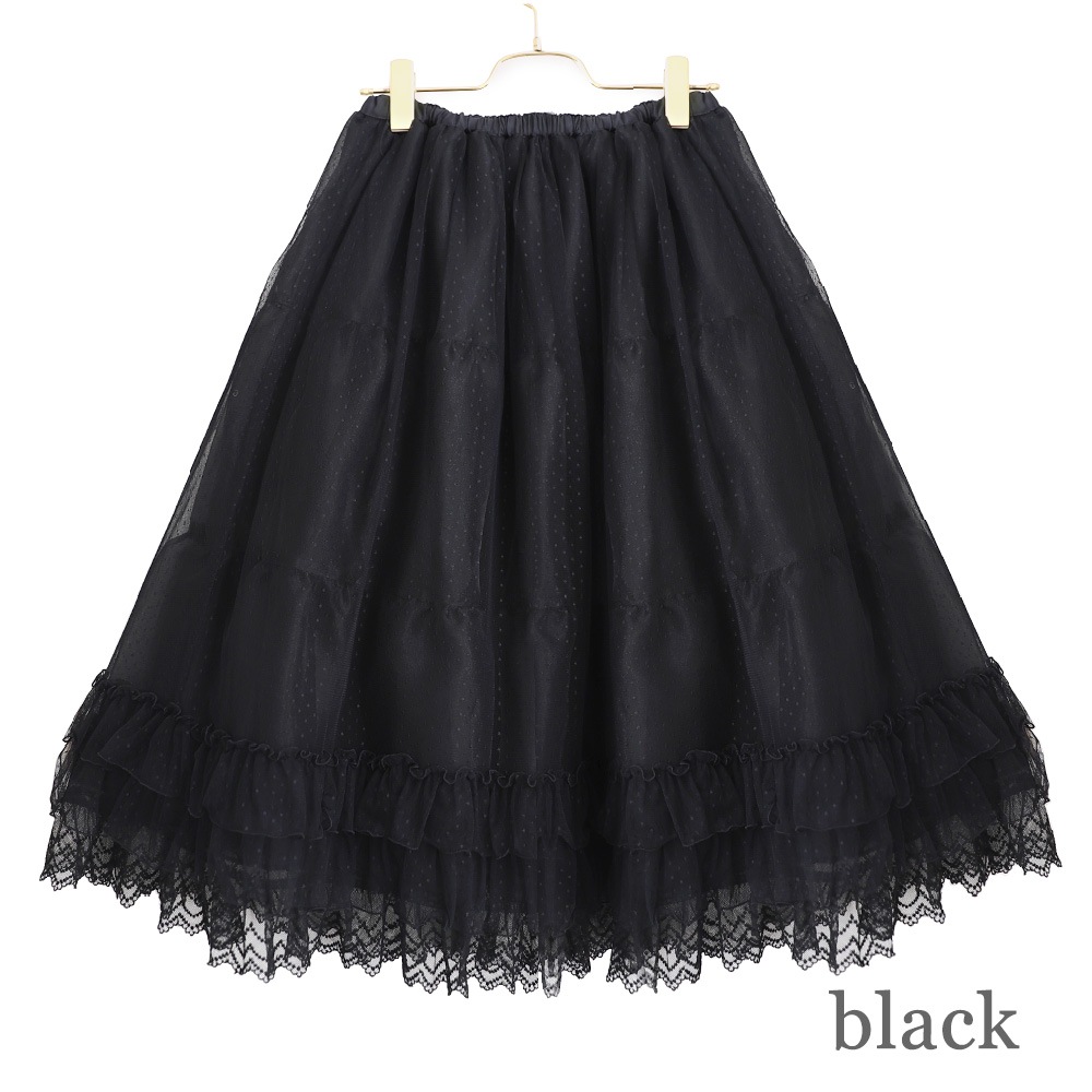 ɥåȥ塼󥰥ڥ (Dot tulle long lace petticoat)