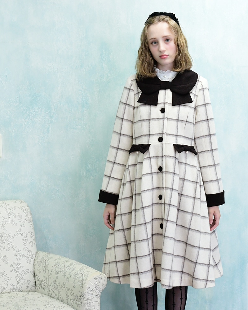 ��Reservation�ۥ�ܥ󥫥顼���󥰥�����(ribbon collar long coat)