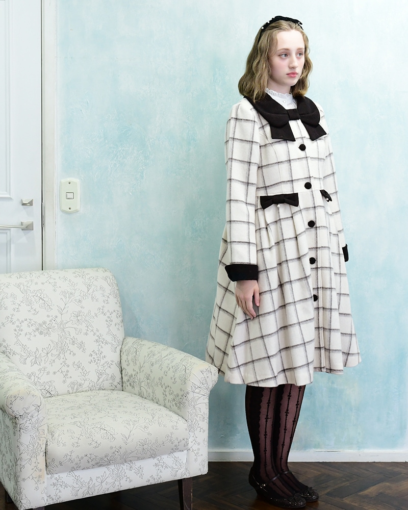 ��Reservation�ۥ�ܥ󥫥顼���󥰥�����(ribbon collar long coat)
