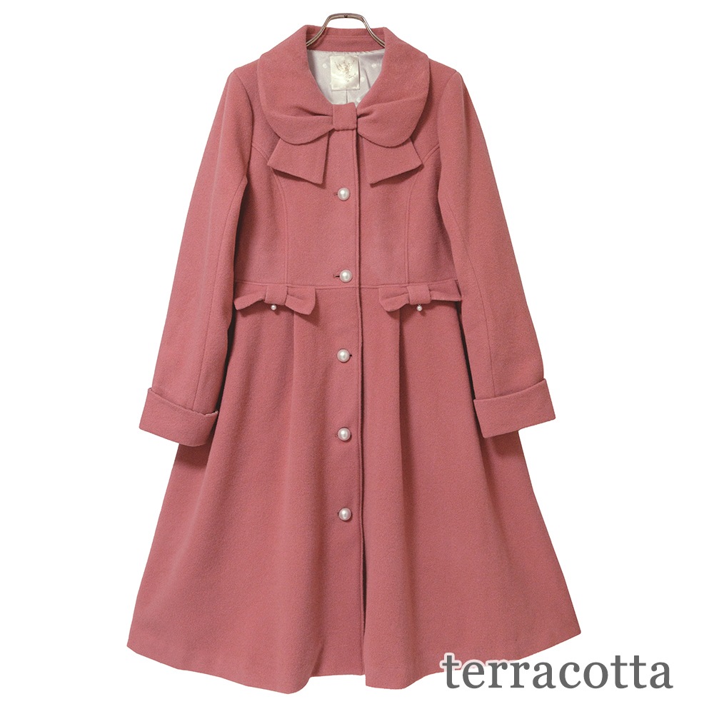 ��Reservation�ۥ�ܥ󥫥顼���󥰥�����(ribbon collar long coat)