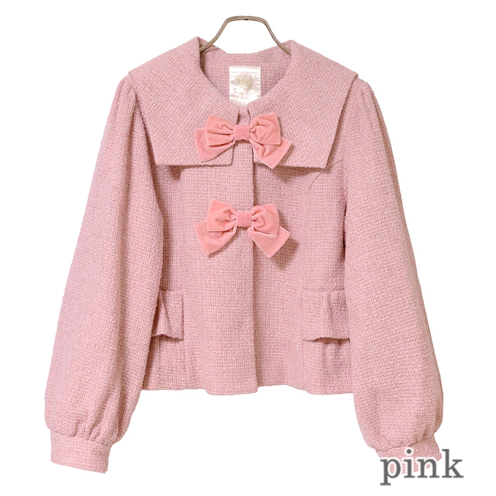 ��Reservation�ۥХå���ܥ�ĥ����ɥ�����(back ribbon tweed coat)