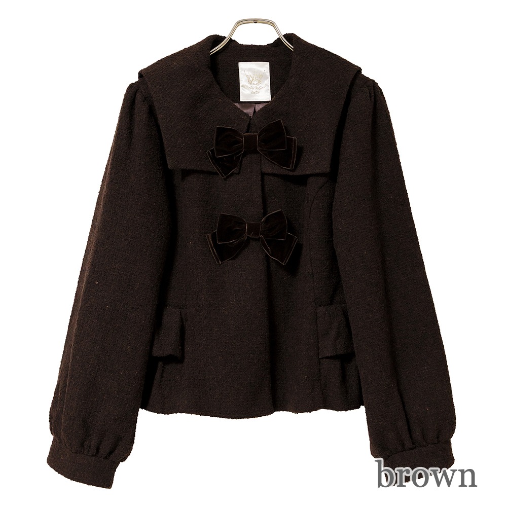 ��Reservation�ۥХå���ܥ�ĥ����ɥ�����(back ribbon tweed coat)