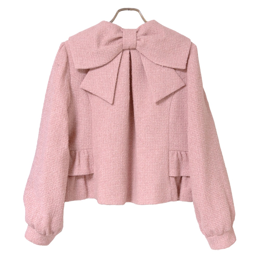 ��Reservation�ۥХå���ܥ�ĥ����ɥ�����(back ribbon tweed coat)
