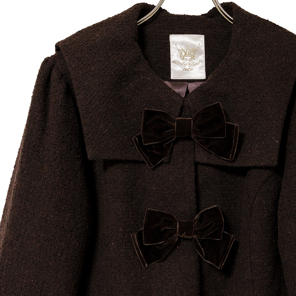 ��Reservation�ۥХå���ܥ�ĥ����ɥ�����(back ribbon tweed coat)