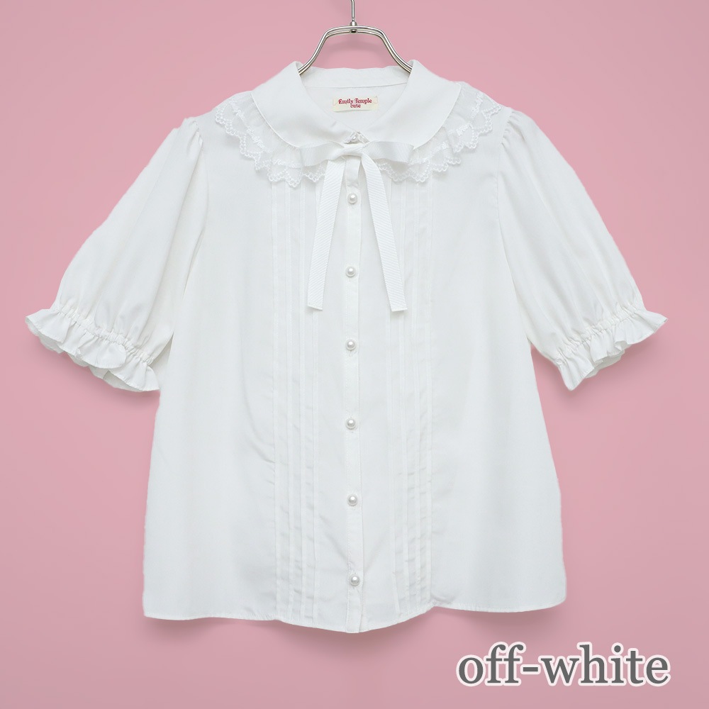 �����졼�����顼��ܥ�֥饦�� (logolacecollar ribbon blouse)