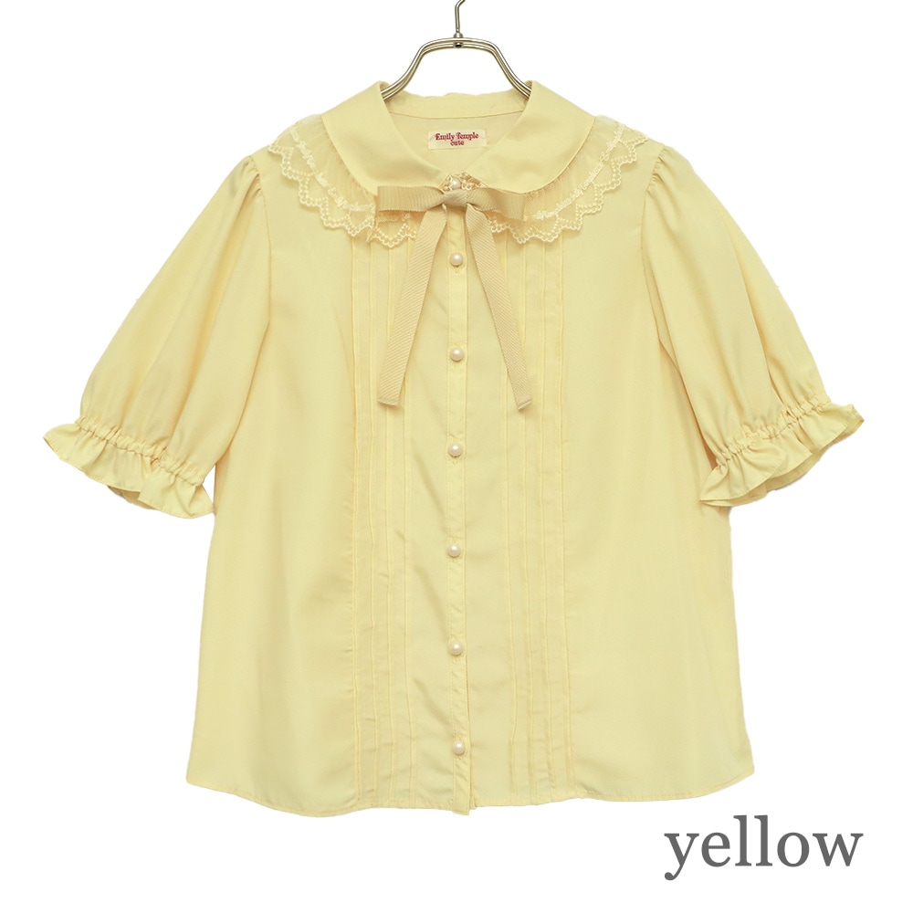 �����졼�����顼��ܥ�֥饦�� (logolacecollar ribbon blouse)